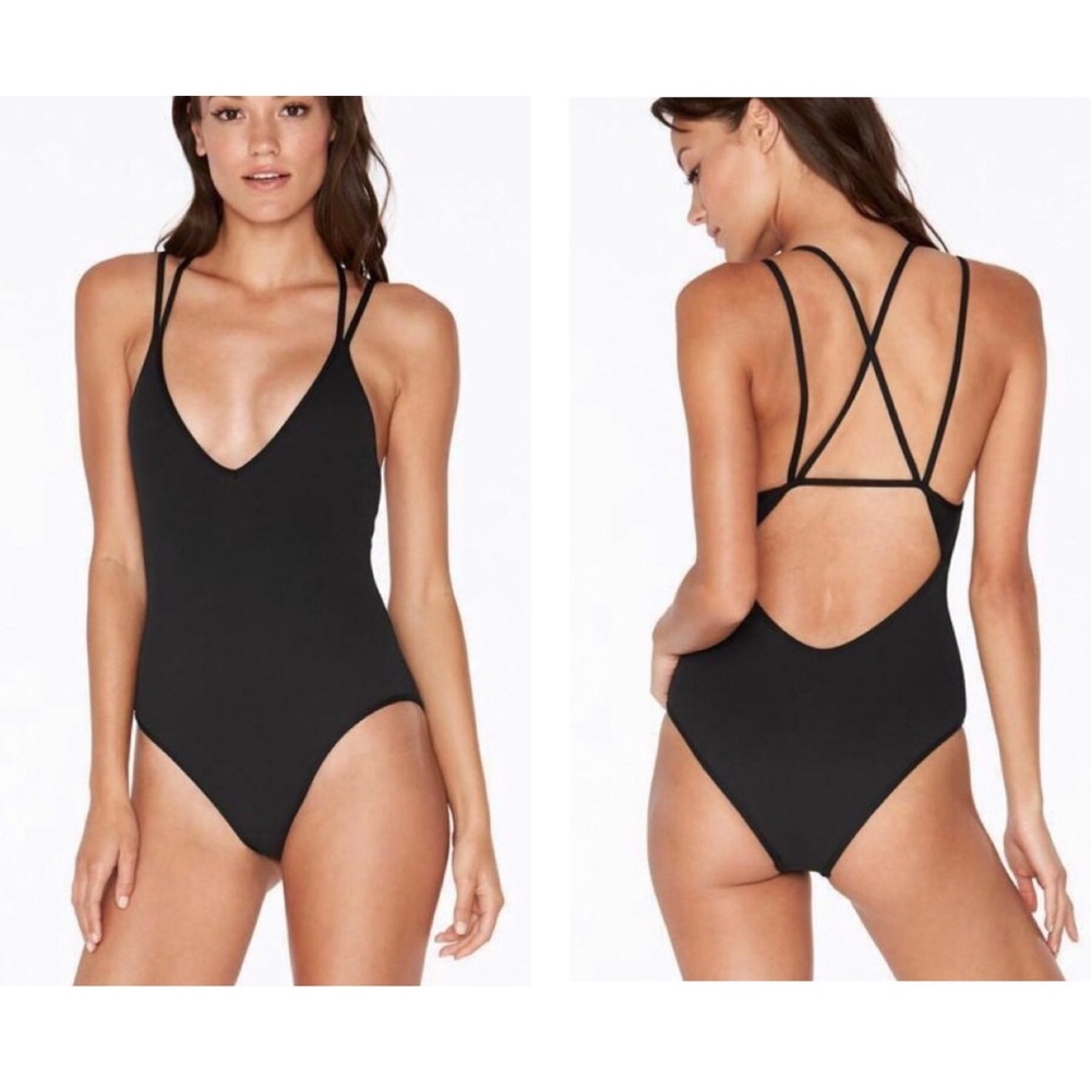 L*Space Black Ridin’ High Dakota Strappy Back Classic One Piece Swimsuit